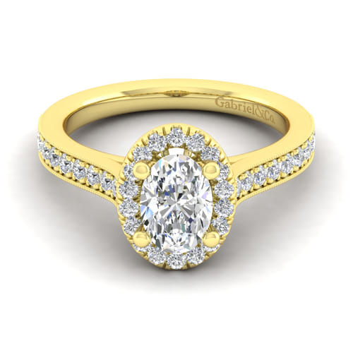 Vintage Inspired 14K Yellow Gold Oval Halo Diamond Engagement Ring Vintage Inspired 14K Yellow Gold Oval Halo Diamond Engagement Ring