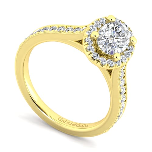Vintage Inspired 14K Yellow Gold Oval Halo Diamond Engagement Ring Vintage Inspired 14K Yellow Gold Oval Halo Diamond Engagement Ring