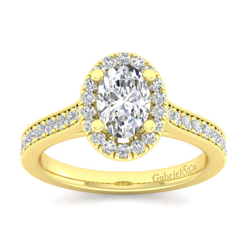 Vintage Inspired 14K Yellow Gold Oval Halo Diamond Engagement Ring Vintage Inspired 14K Yellow Gold Oval Halo Diamond Engagement Ring