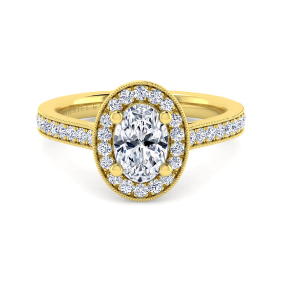 Gabriel - Vintage Inspired 14K Yellow Gold Oval Halo Diamond Engagement Ring