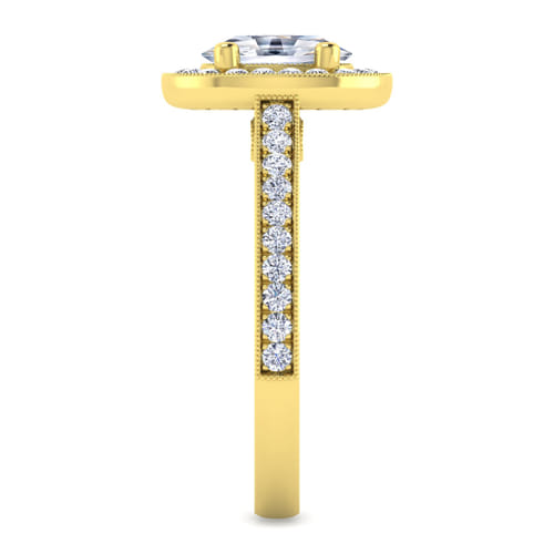 Vintage Inspired 14K Yellow Gold Oval Halo Diamond Engagement Ring