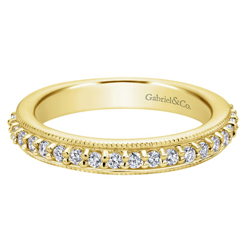 Vintage Inspired 14K Yellow Gold Prong Set Diamond Eternity Band
