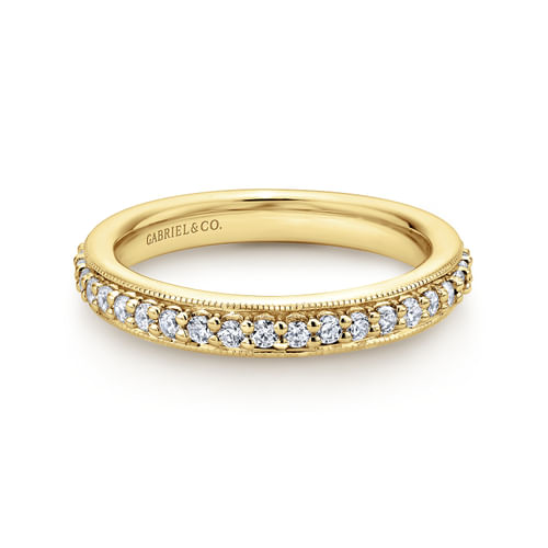 Vintage Inspired 14K Yellow Gold Prong Set Diamond Eternity Band