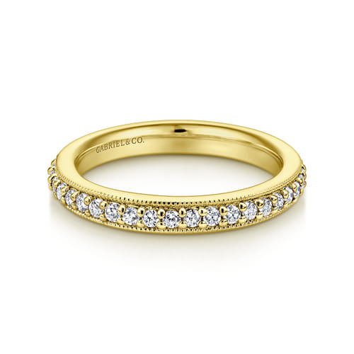 Vintage Inspired 14K Yellow Gold Prong Set Diamond Eternity Band