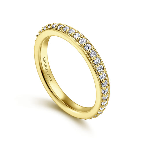 Vintage Inspired 14K Yellow Gold Prong Set Diamond Eternity Band