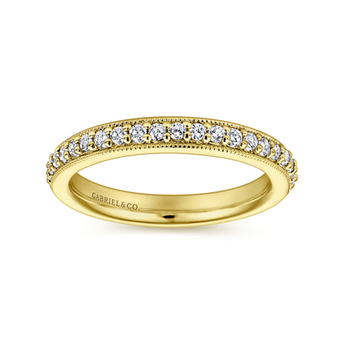 Vintage Inspired 14K Yellow Gold Prong Set Diamond Eternity Band