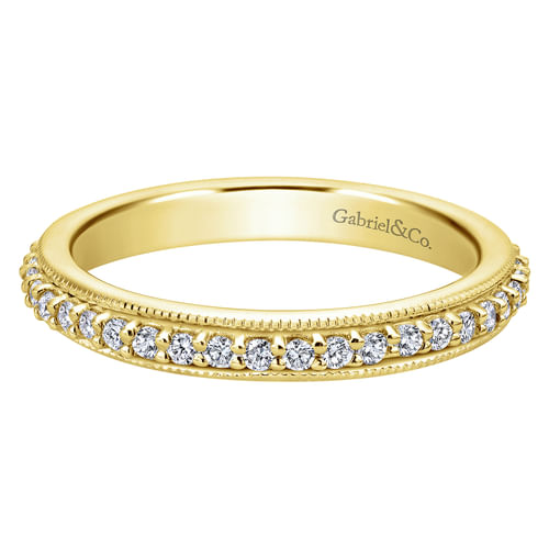 Vintage Inspired 14K Yellow Gold Prong Set Diamond Eternity Band