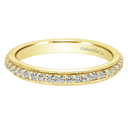 Vintage Inspired 14K Yellow Gold Prong Set Diamond Eternity Band