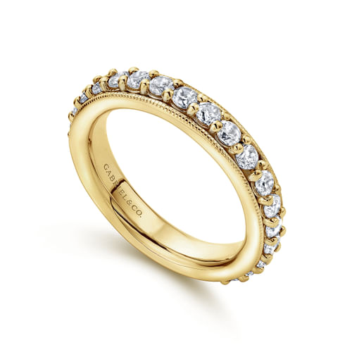 Vintage Inspired 14K Yellow Gold Prong Set Diamond Eternity Band