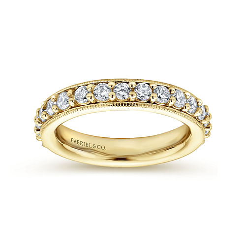 Vintage Inspired 14K Yellow Gold Prong Set Diamond Eternity Band