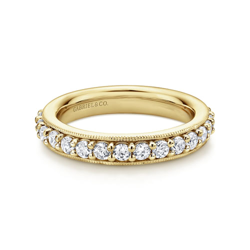 Vintage Inspired 14K Yellow Gold Prong Set Diamond Eternity Band