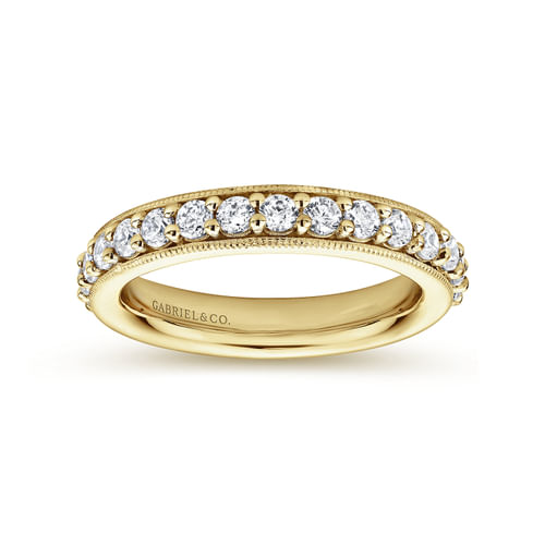 Vintage Inspired 14K Yellow Gold Prong Set Diamond Eternity Band
