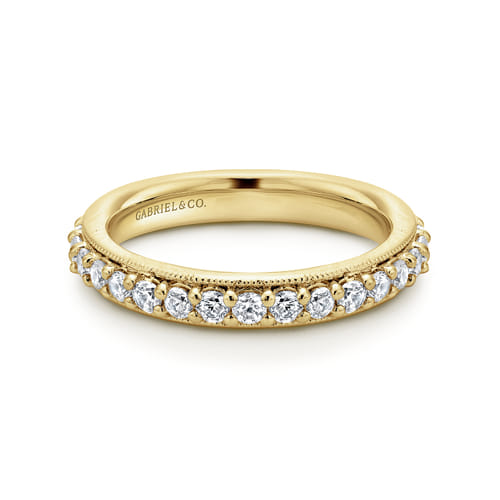 Vintage Inspired 14K Yellow Gold Prong Set Diamond Eternity Band