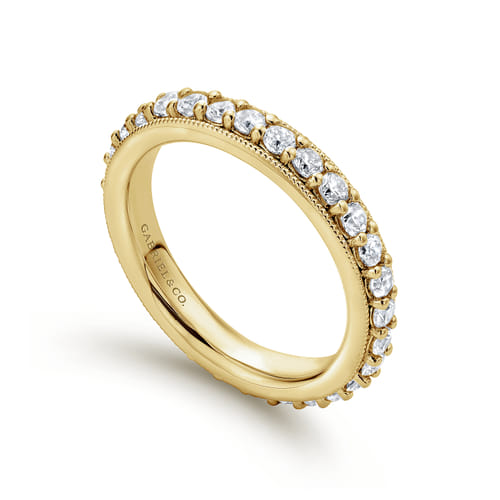 Vintage Inspired 14K Yellow Gold Prong Set Diamond Eternity Band