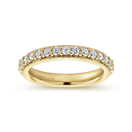 Vintage Inspired 14K Yellow Gold Prong Set Diamond Eternity Band