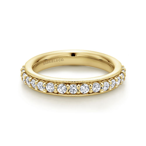 Vintage Inspired 14K Yellow Gold Prong Set Diamond Eternity Band