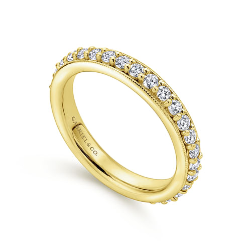 Vintage Inspired 14K Yellow Gold Prong Set Diamond Eternity Band
