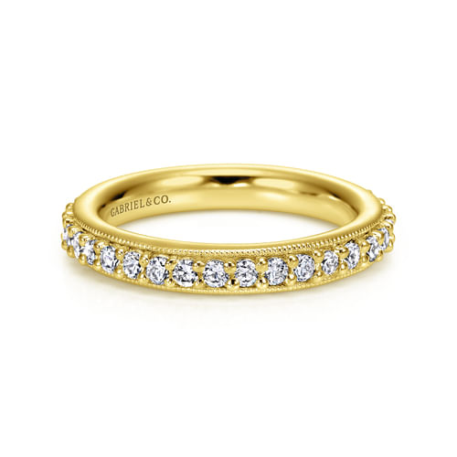 Vintage Inspired 14K Yellow Gold Prong Set Diamond Eternity Band