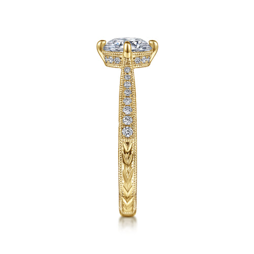 Vintage Inspired 14K Yellow Gold Round Diamond Engagement Ring