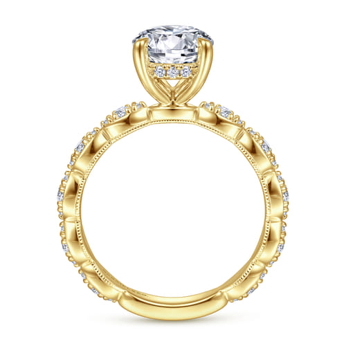 Vintage Inspired 14K Yellow Gold Round Diamond Engagement Ring