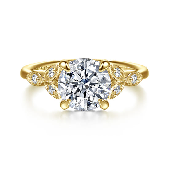 Gabriel - Vintage Inspired 14K Yellow Gold Round Diamond Engagement Ring