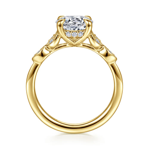 Vintage Inspired 14K Yellow Gold Round Diamond Engagement Ring