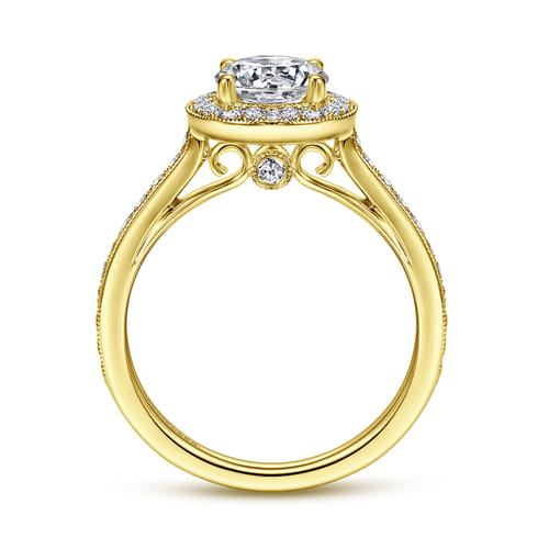 Vintage Inspired 14K Yellow Gold Round Halo Diamond Engagement Ring Vintage Inspired 14K Yellow Gold Round Halo Diamond Engagement Ring