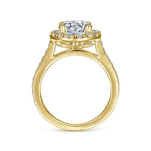 Vintage Inspired 14K Yellow Gold Round Halo Diamond Engagement Ring