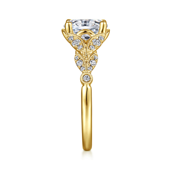 Vintage Inspired 14K Yellow Gold Split Shank Oval Diamond Engagement Ring angle 5