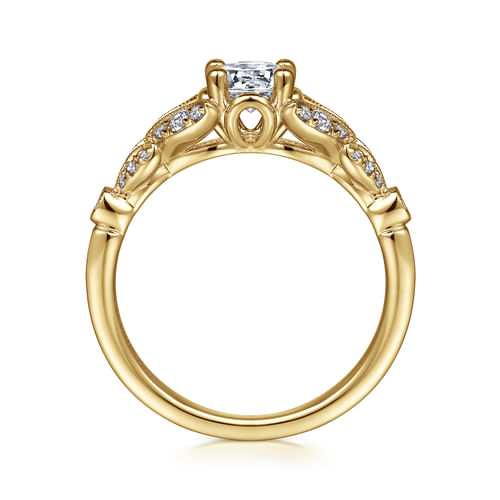 Vintage Inspired 14K Yellow Gold Split Shank Round Diamond Engagement Ring