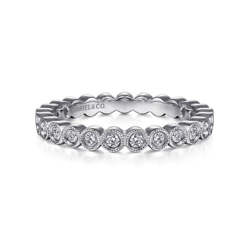Vintage Inspired 18K White Gold Bezel Set Diamond Eternity Band