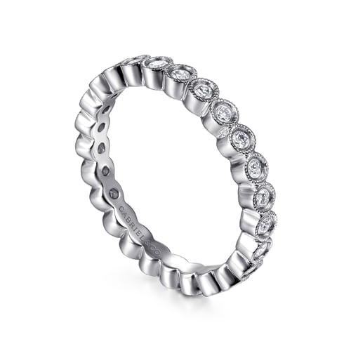Vintage Inspired 18K White Gold Bezel Set Diamond Eternity Band