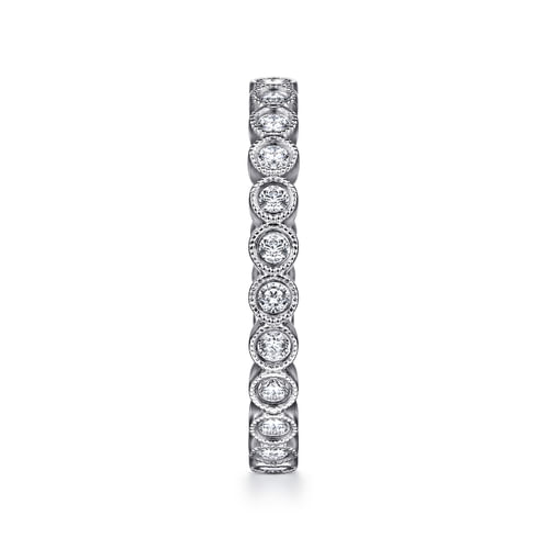 Vintage Inspired 18K White Gold Bezel Set Diamond Eternity Band