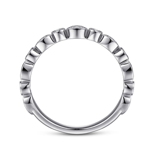 Vintage Inspired 18K White Gold Marquise and Round Station Diamond Anniversary Band