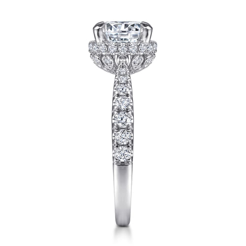 Vintage Inspired 18K White Gold Round Diamond Engagement Ring
