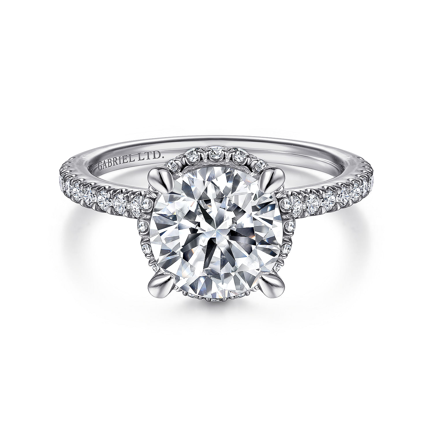 Gabriel - Vintage Inspired 18K White Gold Round Diamond Engagement Ring