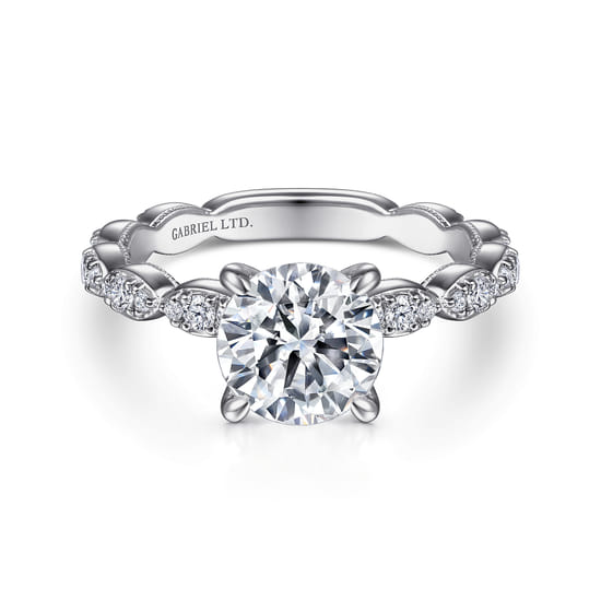 Gabriel - Vintage Inspired 18K White Gold Round Diamond Engagement Ring
