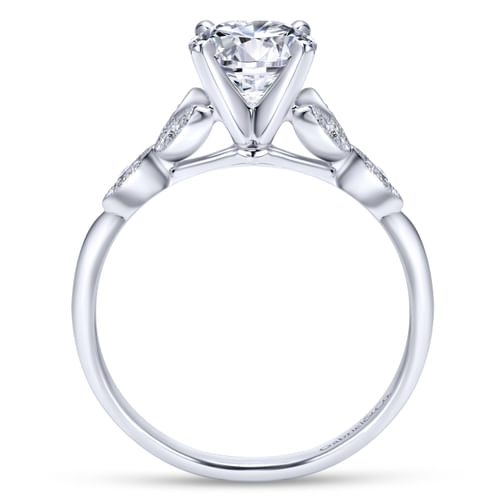 Vintage Inspired 18K White Gold Split Shank Round Diamond Engagement Ring