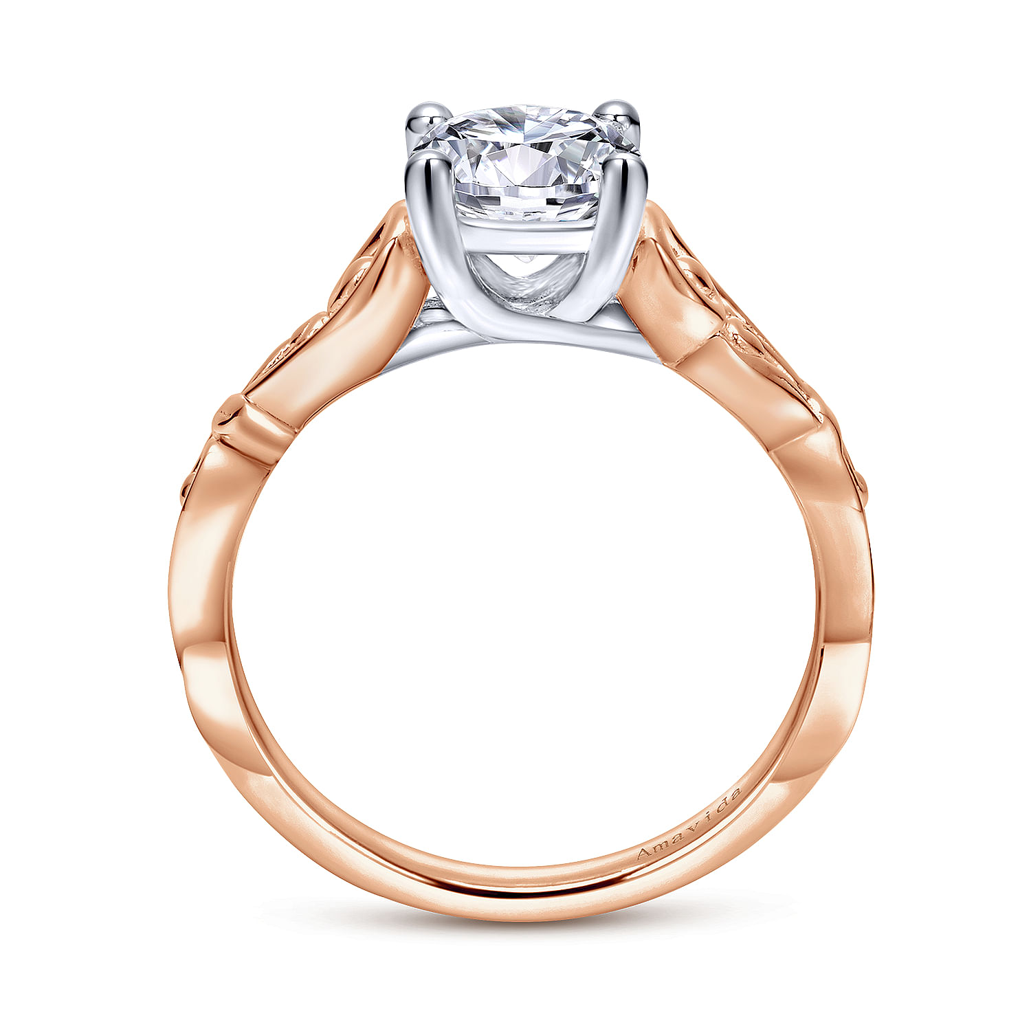 Vintage Inspired 18K White-Rose Gold Round Solitaire Engagement Ring