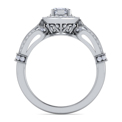 Vintage Inspired Platinum Marquise Halo Diamond Engagement Ring