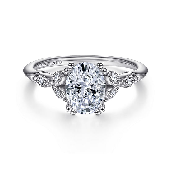 Gabriel - Vintage Inspired Platinum Oval Split Shank Diamond Engagement Ring