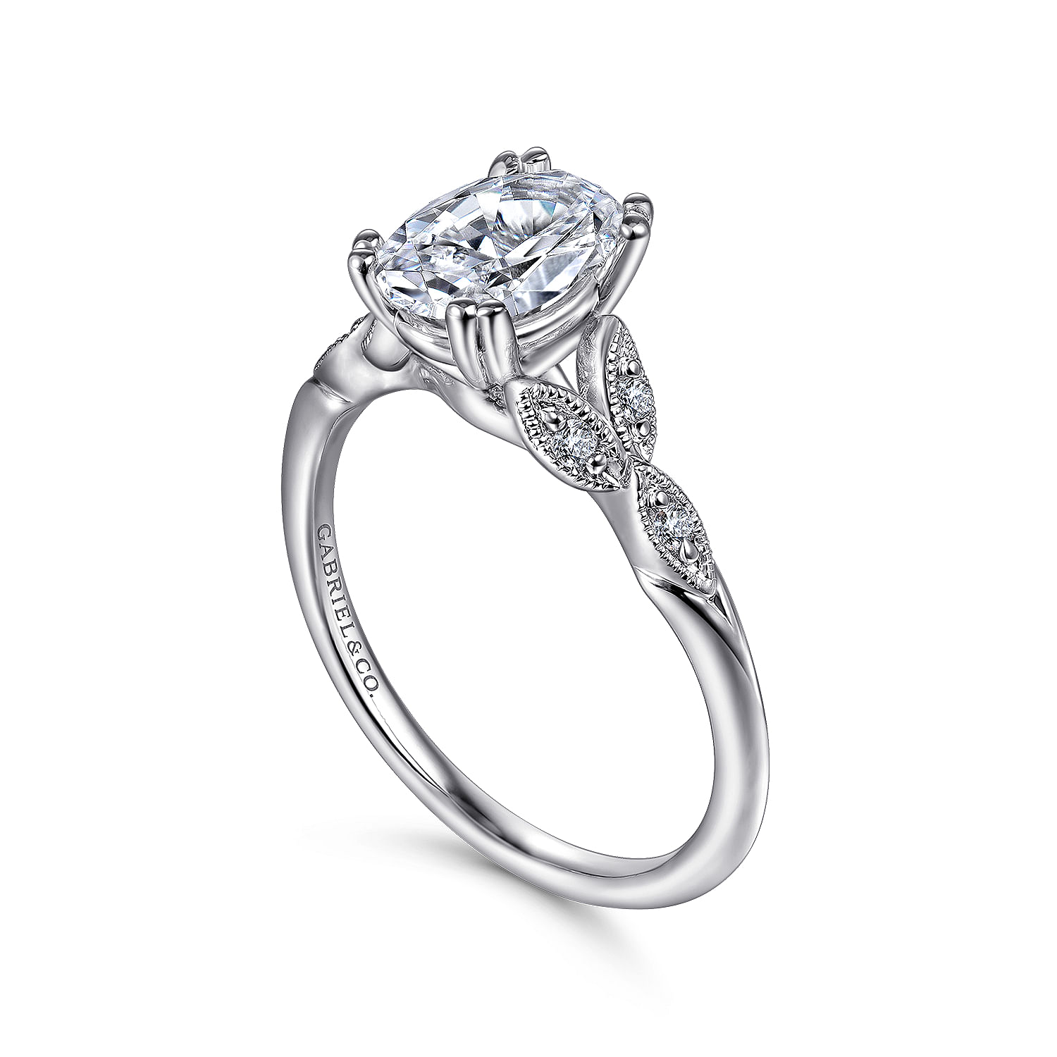 Vintage Inspired Platinum Oval Split Shank Diamond Engagement Ring