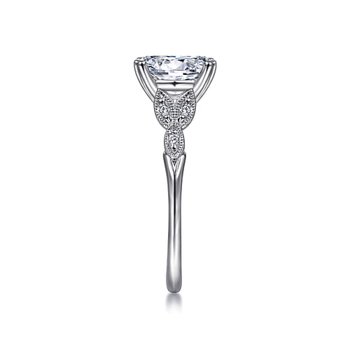 Vintage Inspired Platinum Oval Split Shank Diamond Engagement Ring