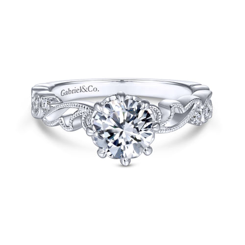 Vintage Inspired Platinum Round Diamond Engagement Ring