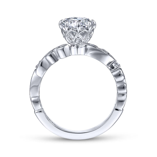 Vintage Inspired Platinum Round Diamond Engagement Ring