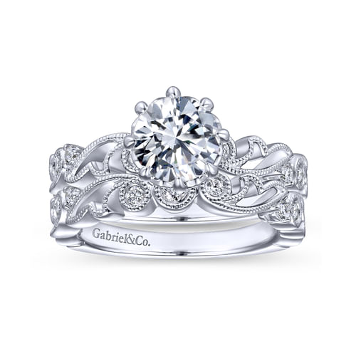 Vintage Inspired Platinum Round Diamond Engagement Ring