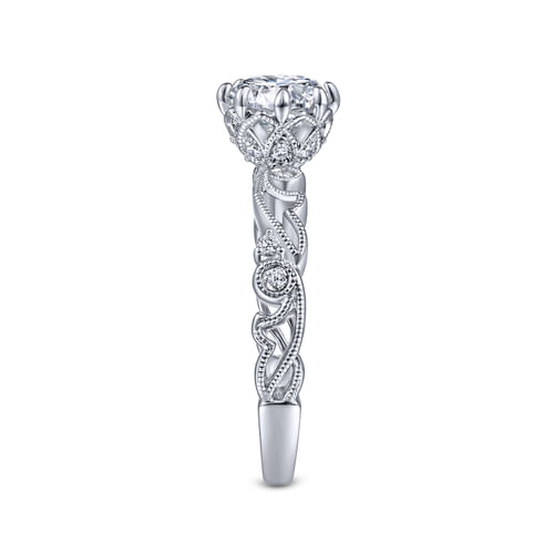 Vintage Inspired Platinum Round Diamond Engagement Ring