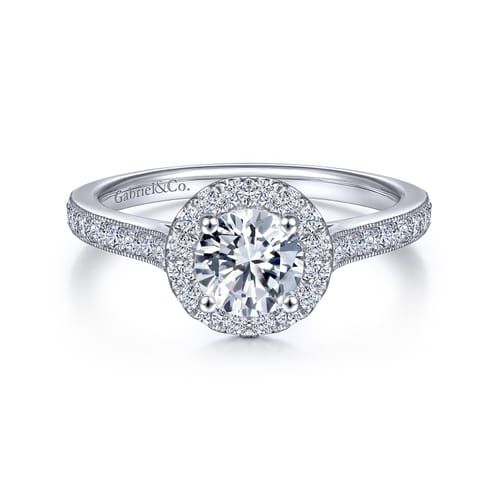 Vintage Inspired Platinum Round Halo Diamond Engagement Ring Vintage Inspired Platinum Round Halo Diamond Engagement Ring