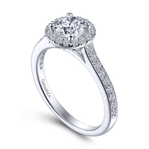 Vintage Inspired Platinum Round Halo Diamond Engagement Ring Vintage Inspired Platinum Round Halo Diamond Engagement Ring