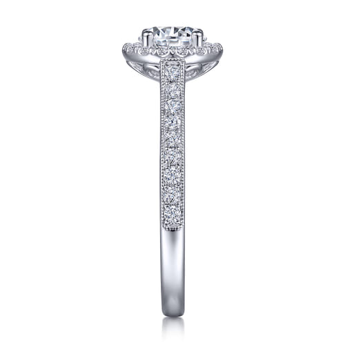 Vintage Inspired Platinum Round Halo Diamond Engagement Ring Vintage Inspired Platinum Round Halo Diamond Engagement Ring